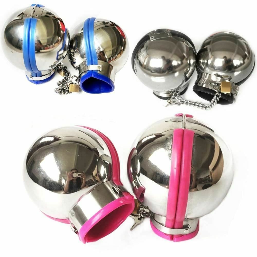House Of Dasein 3Pcs Stainless Steel Bondage Hood Ball Cuffs Sensory Deprivation Restraints Bdsm - Blue - Male