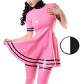 House Of Dasein Women Latex Rubber Solid Colour Dress Back Zip Custom Handmade Clothing - White And Black - Xs