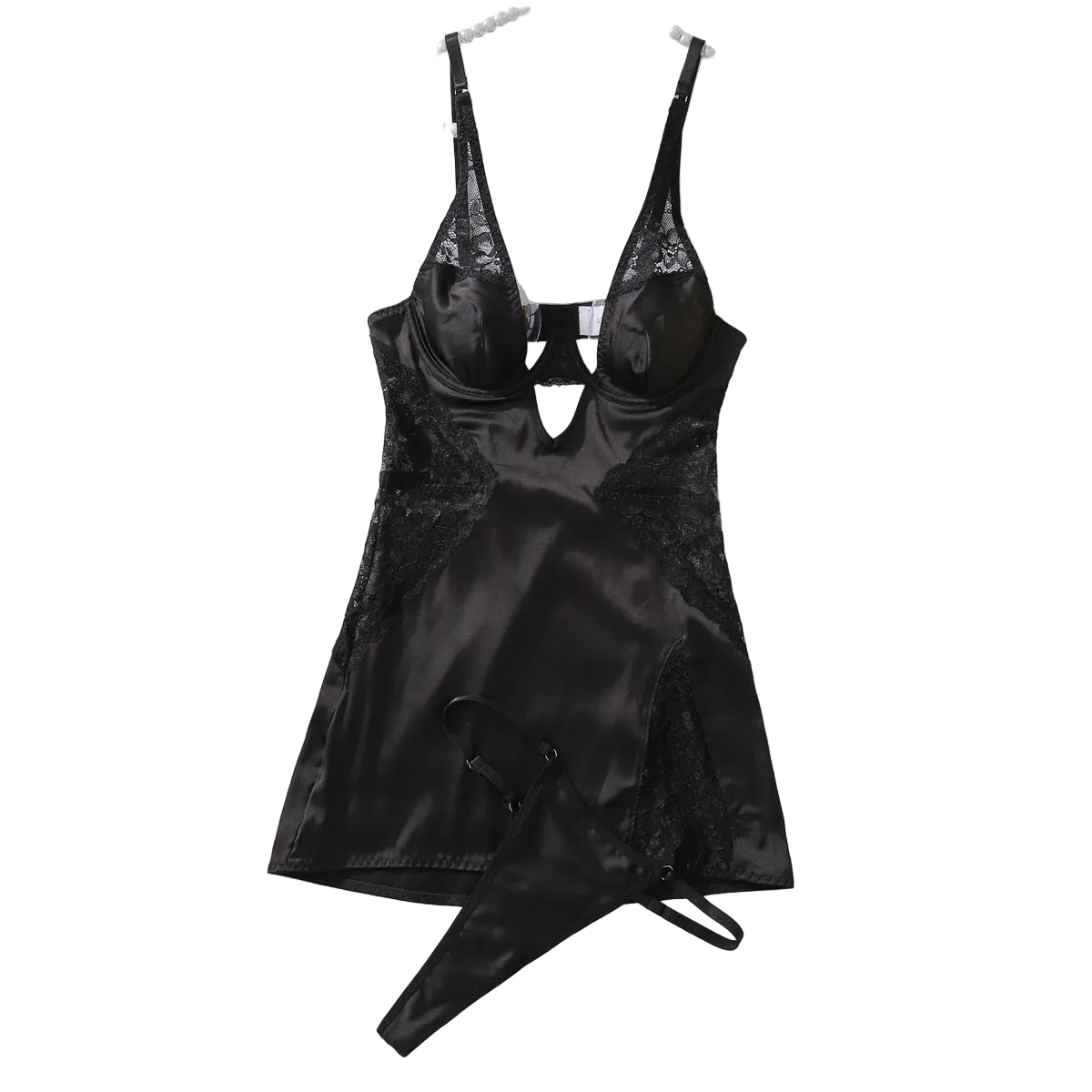 House Of Dasein New Sexy Slim Fitting Lingerie With Hollowed Out Suspender And Underwear Two Piece Set - Black - M