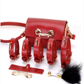House Of Dasein Leather Bondage Restraint Set For Couples Handcuffs And Foot Cuffs Erotic Toys Adult Play Kit - Red