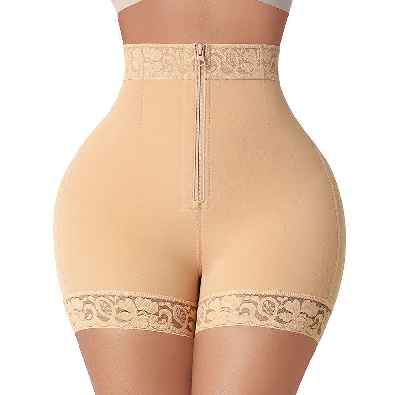 Lace Waist Cinching And Hip Lifting Postpartum High Waisted Shapewear Pants - Skin Color - Xs