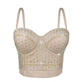 House Of Dasein Short Design Multi Color Pressed Stripe Outerwear Shaping Boned Bra With Padded Strappy Camisole - Apricot - 36B/80
