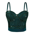 House Of Dasein Short Design Multi Color Pressed Stripe Outerwear Shaping Boned Bra With Padded Strappy Camisole - Green - 38C/85