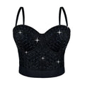 House Of Dasein Short Design Multi Color Pressed Stripe Outerwear Shaping Boned Bra With Padded Strappy Camisole - Black - 36B/80