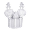 House Of Dasein French Style Charm Strapless Top Women's Outerwear Vintage 3D Pearl Flower Boned Bustier Blouse - White - 34B/75