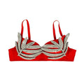 House Of Dasein Evening Dress Party High Design Silver 3D Rhinestone Shaping Bra Outerwear - Red - 38C/85