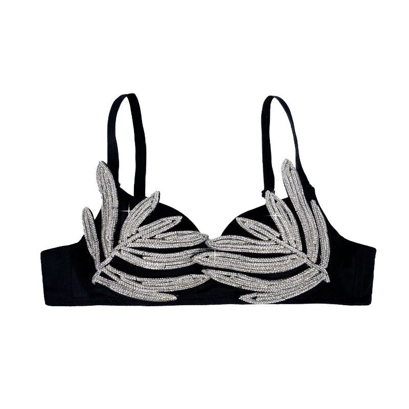 House Of Dasein Evening Dress Party High Design Silver 3D Rhinestone Shaping Bra Outerwear - Black - 40C/90