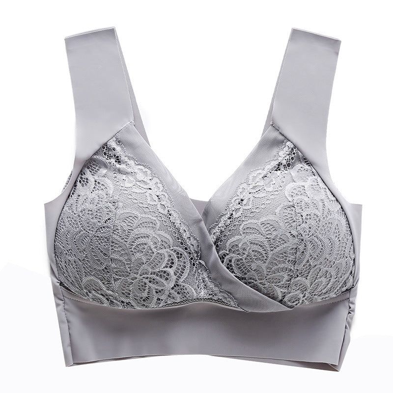 House Of Dasein High End Seamless Large Size Bra For Women Lace Backless Cupless Thin Style - Gray - M