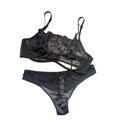 House Of Dasein Lace Thin Strapless Chain Detachable Sexy Lingerie Set Large Chest Minimizer Gathering And Lift - Black - M