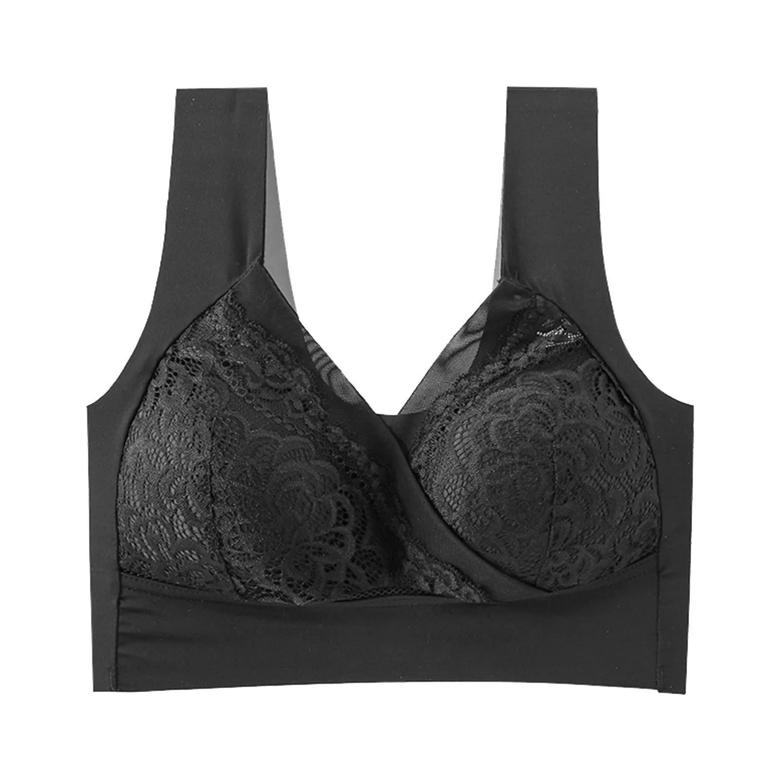 House Of Dasein High End Seamless Large Size Bra For Women Lace Backless Cupless Thin Style - Black - M