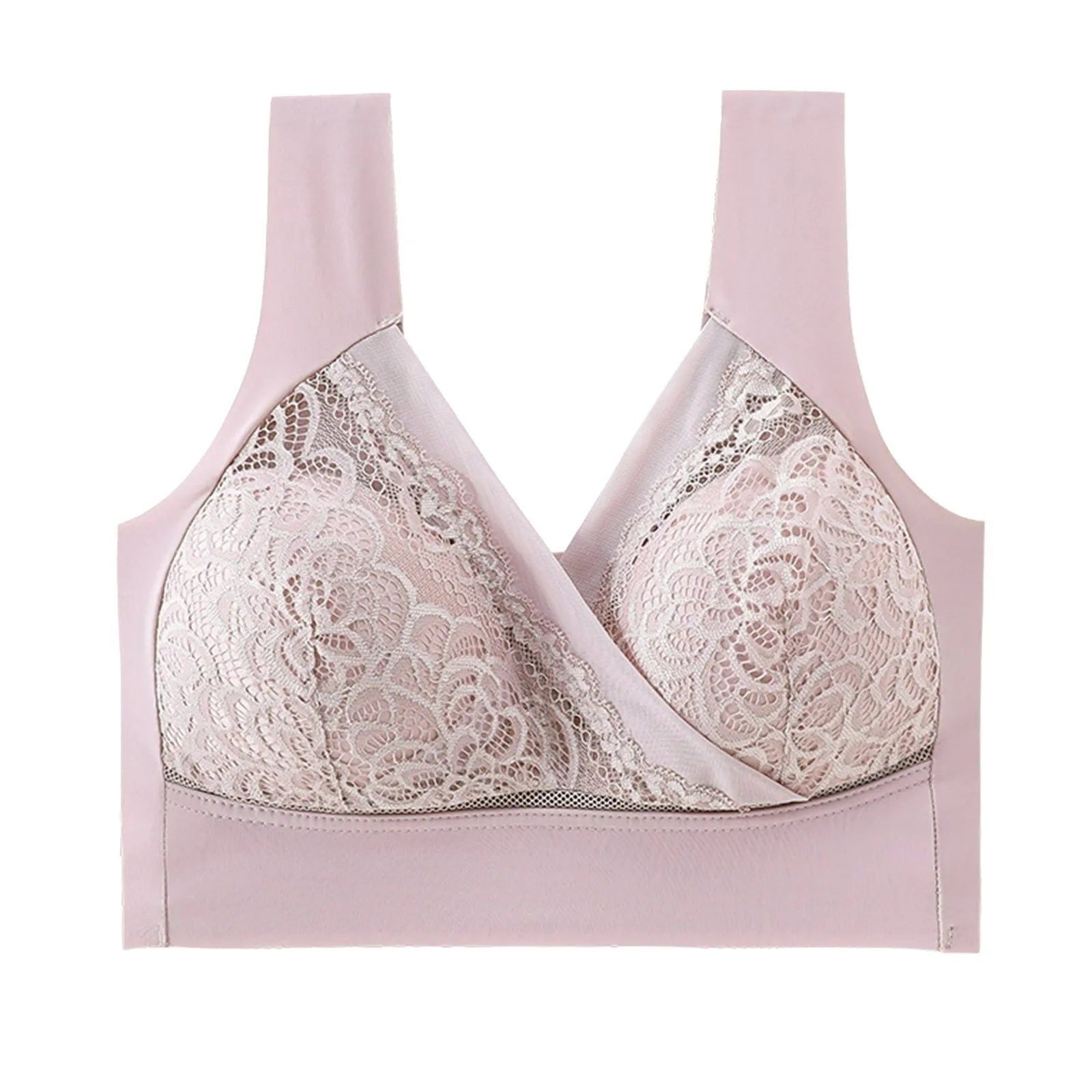 House Of Dasein High End Seamless Large Size Bra For Women Lace Backless Cupless Thin Style - Lotus Root Powder - 6L