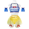 House Of Dasein Sexy Lingerie Sheer Mesh Temptation Maid Costume Five Piece Set With Stockings - Blue + Stockings - L