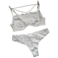 House Of Dasein Lace Thin Strapless Chain Detachable Sexy Lingerie Set Large Chest Minimizer Gathering And Lift - White - M