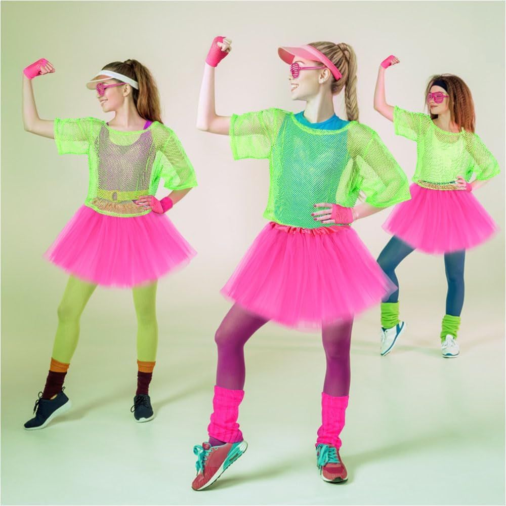 80S Neon Party Clothes Costume Accessories Set 1980S Retro Theme Decoration Outfit For Women Girls B 1Pcs