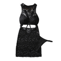 House Of Dasein Lace Two Piece Fashionable Hollow Out Backless See Through Suspender Dress - Black - M