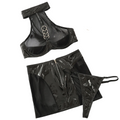 House Of Dasein Perspective Sexy Hollow Out Backless Hanging Neck Gathering Fun And Lingerie Three Piece Set - Black - M