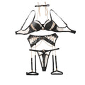 House Of Dasein Metal Chain Motorcycle Accessories Sexy Fashion Bra Splicing Complex Craftsmanship Fun Underwear Women's Wear - Black - L