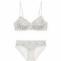 Seamless Women's Invisible Jelly Gel Fixed Cup Small Chest Gathering Soft Support Sexy Deep V Wireless Bra Set - White - L