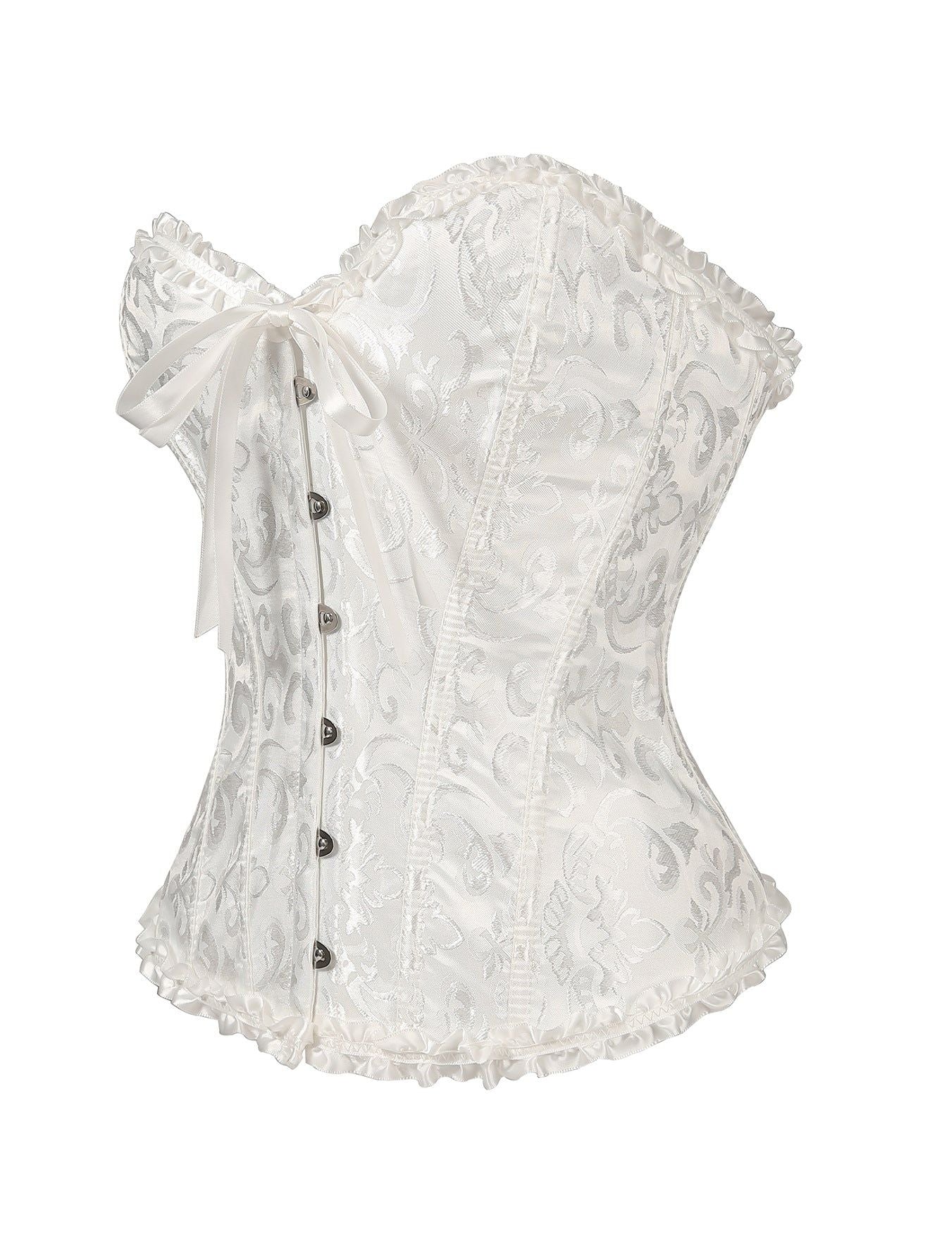 House Of Dasein Body Shaping Base Clothes Fish Bones Abdominal Cinching Waist Straps Court Corset - White - M