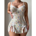 House Of Dasein Ins Sleep Dress Cross Border Lace Trimmed Nightwear Pure Temptation Cute - White - S