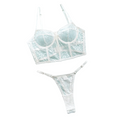 Sexy Transparent Leopard Print Temptation Boned Shapewear Camisole Bra Set - White Leopard Print - L