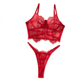 Sexy Transparent Leopard Print Temptation Boned Shapewear Camisole Bra Set - Red - L