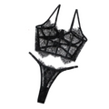 Sexy Transparent Leopard Print Temptation Boned Shapewear Camisole Bra Set - Black - L