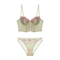 House Of Dasein Women's Rose Boned Corset Vest And American Waist Cinching Underwear Shaping Gathered French Long Slim Bra Set - Matcha Green - S