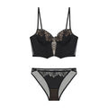 House Of Dasein Women's Rose Boned Corset Vest And American Waist Cinching Underwear Shaping Gathered French Long Slim Bra Set - Audrey Black - M