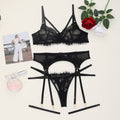 House Of Dasein Women's Lace Temptation Perspective Eyelash Strap Body Shaping Fun Underwear - Black - M