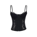 House Of Dasein Slim Fit Hollow-Out Lace Camisole With Snap Buttons - Black - M