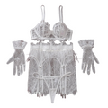 House Of Dasein Lace Splicing Perspective Bra Set - White - L