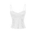 House Of Dasein Slim Fit Hollow-Out Lace Camisole With Snap Buttons - White - M