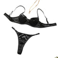 House Of Dasein Sexy Satin Lingerie Set For Women Thin And Comfortable With Gathering Supportive Design Prevents Sagging French Style Bra - Black - S