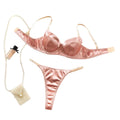 House Of Dasein Sexy Satin Lingerie Set For Women Thin And Comfortable With Gathering Supportive Design Prevents Sagging French Style Bra - Champagne - M