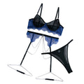 House Of Dasein Sexy Lingerie Lace Mesh Splicing Contrast Color Gathered Transparent With Chain Three-Piece Set - Black - M