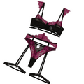 House Of Dasein Fashion Lace Splicing Mesh Collision Erotic Fun Four Piece Set For Women - Dark Purple - L