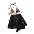 House Of Dasein Fashion Niche Sexy Comfortable Waist Baring Leopard Print Hanging Neck Underwear Set - Black Leopard Pattern Color - L