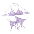 House Of Dasein Purple Spicy Girl Perspective Bra Set Erotic Lingerie Underwear Four Piece - Purple - S