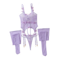 House Of Dasein Purple Butterfly Set Sexy Lace Underwear 3-Piece - Light Purple - L