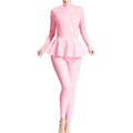 House Of Dasein Pink Latex Catsuit With Swing Skirt In Middle Back Zipper Rubber Body Suit Costume - Baby Pink - Xxl
