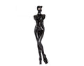 House Of Dasein Sexy Full Body Black Latex Gummi Catsuit Ear Cosplay Rubber Bodysuits Back Crotch Zip - Black - Xl - Unisex