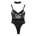 Sexy Women's Sheer Mesh Metallic Halter Bodysuit With Shaping And Gathering Design - L