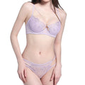 Summer Large Bust Minimizer Thin Bra Set With Side Support Anti-Sagging Soft Underwire Lingerie Push-Up - Purple - 75B