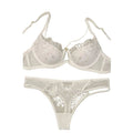 Summer Large Bust Minimizer Thin Bra Set With Side Support Anti-Sagging Soft Underwire Lingerie Push-Up - White - 80B