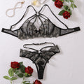 House Of Dasein Lace Embroidery Brings Together Sexy Lingerie And Underwear Set - Black - L