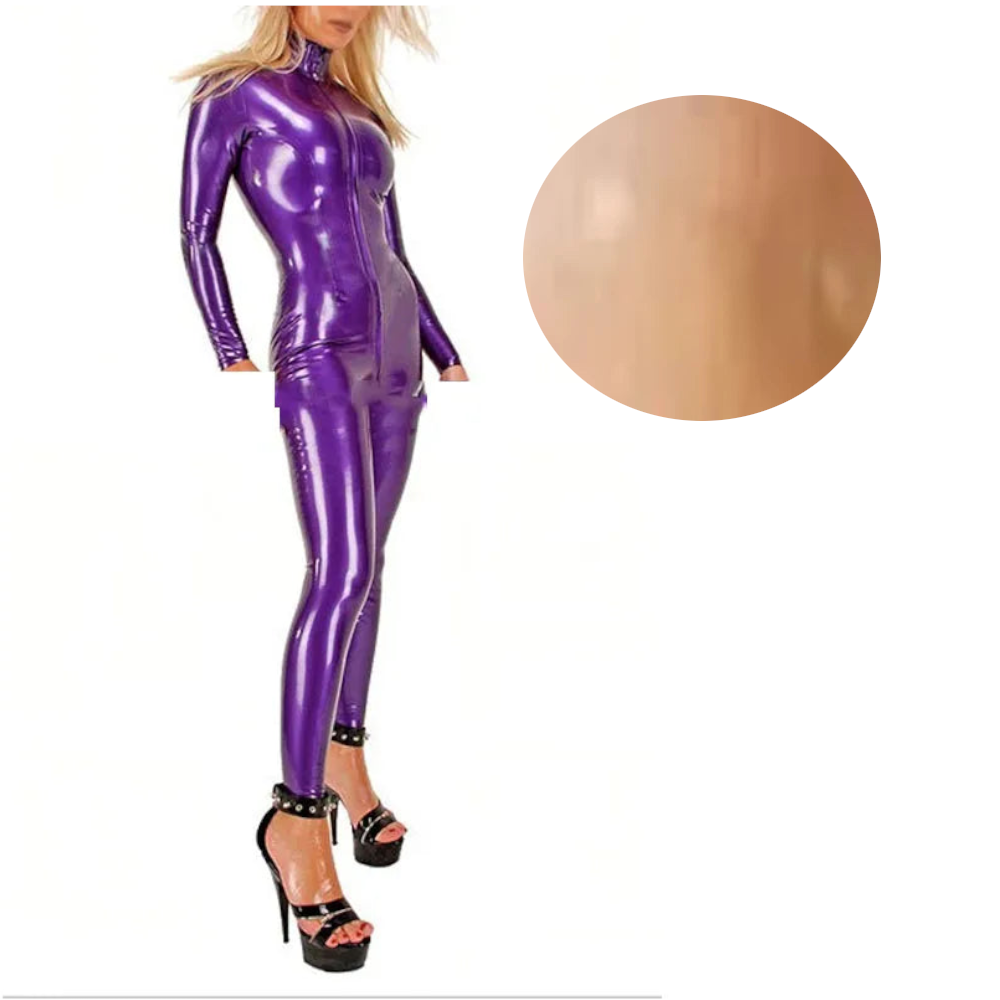 House Of Dasein Latex Catsuit Handmade Rubber Bodysuit With Front Crotch Zip For Women - Clear - Xl