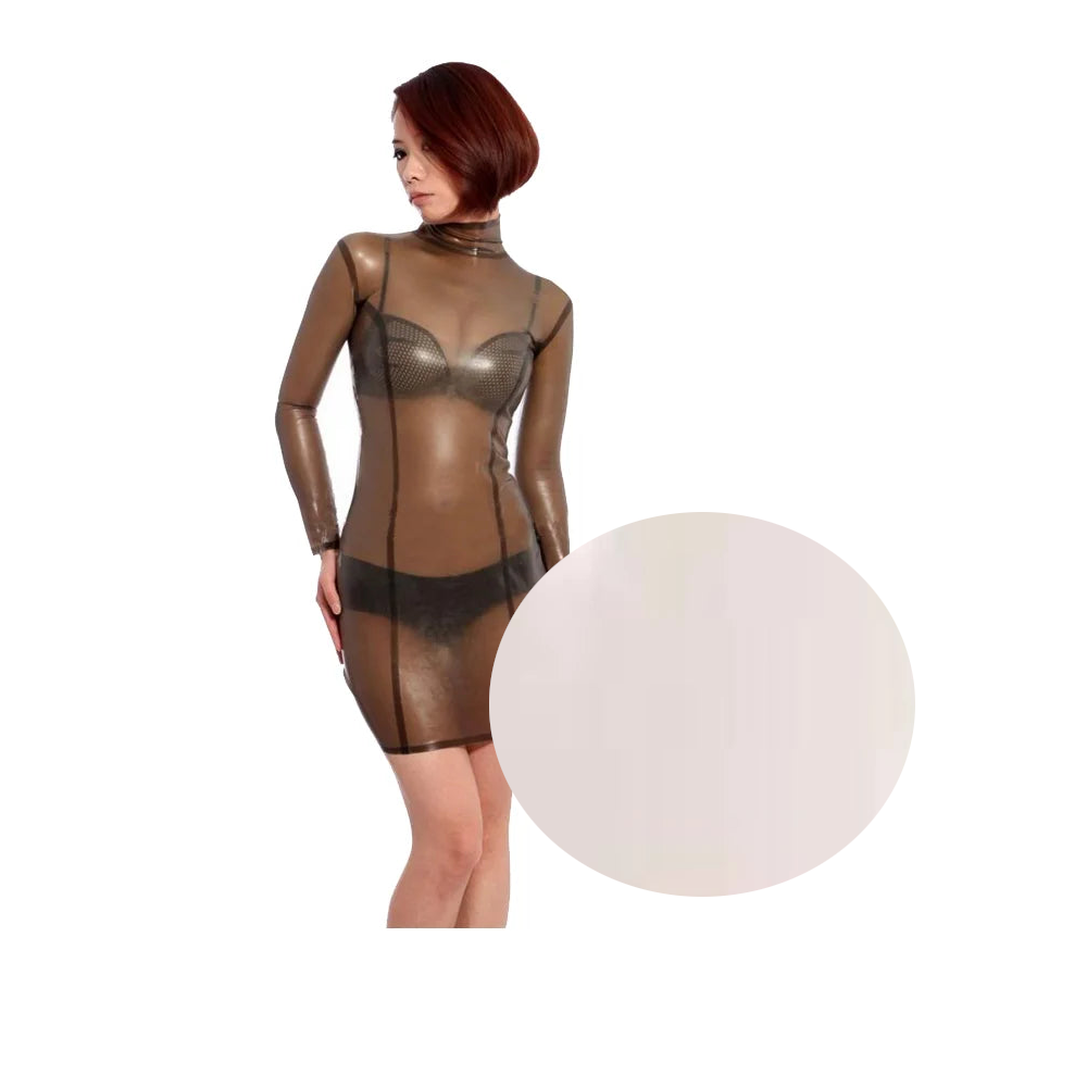 House Of Dasein Women Natural Latex Rubber Dress Transparent Black Tight Costumes Fantasy Fetish - Clear - Xl