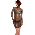 House Of Dasein Women Natural Latex Rubber Dress Transparent Black Tight Costumes Fantasy Fetish - Clear Black - S