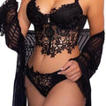 House Of Dasein Cross-Border Sexy Lingerie Seductive Three-Piece Transparent Backless Lace Trim Tempting Sleepwear Two-Piece Set - Black - S